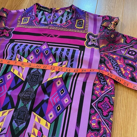 Vintage 80s Tribal Blouse from West Germany Purple - M - Picture 13 of 14